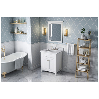 Hardware Resources Bathroom Vanities, Single Sink Vanities, 30-40, White, Cabinets Only, Traditional, White Carrara Marble, Wood, Vanity, 840002560450, VKITCHA30WHWCR