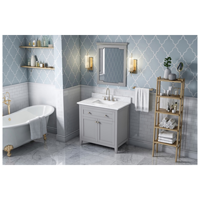 Hardware Resources Bathroom Vanities, Single Sink Vanities, 30-40, Gray, Cabinets Only, Traditional, White Carrara Marble, Wood, Vanity, 840002560917, VKITCHA36GRWCR