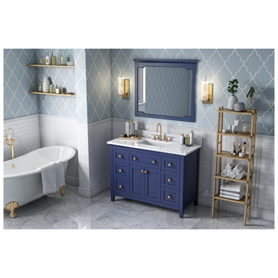 Hardware Resources Bathroom Vanities, Single Sink Vanities, 40-50, Blue, Cabinets Only, Contemporary, White Carrara Marble, Wood, Vanity, 840002560368, VKITCHA48BLWCR