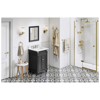 Hardware Resources Bathroom Vanities, Single Sink Vanities, Under 30, Black, Cabinets Only, Transitional, White Carrara Marble, MDF, Vanity, 840002560825, VKITDOU24BKWCR