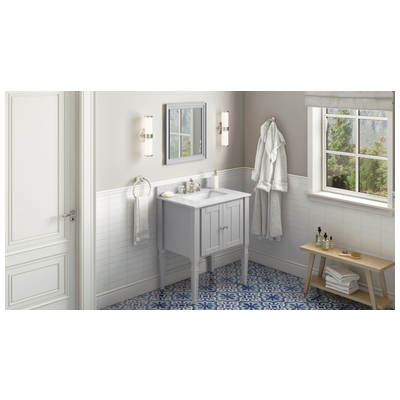 Hardware Resources Bathroom Vanities, Single Sink Vanities, 30-40, Gray, Cabinets Only, Transitional, White Carrara Marble, MDF, Vanity, 840002560412, VKITJEN30GRWCR