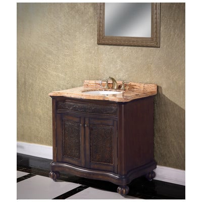 Bathroom Vanities InFurniture Majestic Solid Oak Wood with Marble Deep Brown with Wood Vein Top WB-1236L Single Sink Vanities 30-40 Antique Dark Brown Optional Top 25 