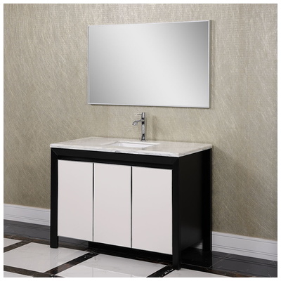 Bathroom Vanities InFurniture Matte Black / White Leather WB-14166A 728028312683 Single Sink Vanities 40-50 Black With Top and Sink 25 