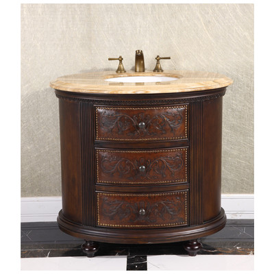Bathroom Vanities InFurniture Majestic Solid Oak Wood Dark Walnut with Wood Vein Top WB-2436L Single Sink Vanities 30-40 Dark Brown Optional Top 25 