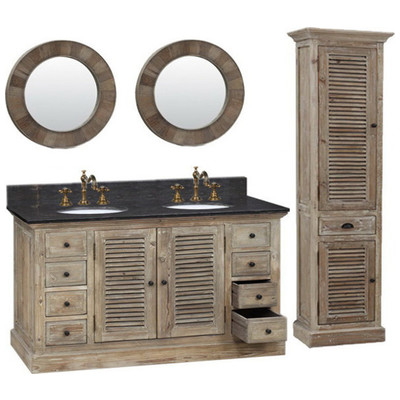 Bathroom Vanities InFurniture Wathered Wood Recycled Fir Marble Natural Oak WK1960 728028311839 Double Sink Vanities 50-70 Traditional Light Brown With Top and Sink 25 