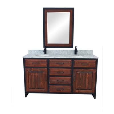 Bathroom Vanities Infurniture Rustic Solid Fir Recycled Fir Iron Frame Brown Driftwood Bathroom Vanity WK8860-BR-CW 751571204358 Double Sink Vanities 50-70 Dark Brown 25 