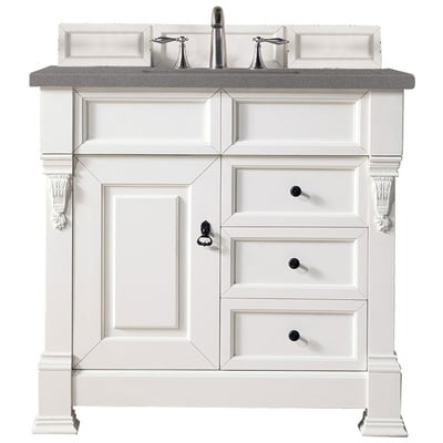Bathroom Vanities James Martin Brookfield Yellow Poplar Plywood Panels Bright White Bright White 147-V36-BW-3GEX 840108916823 Vanity Single Sink Vanities 30-40 Transitional White With Top and Sink 