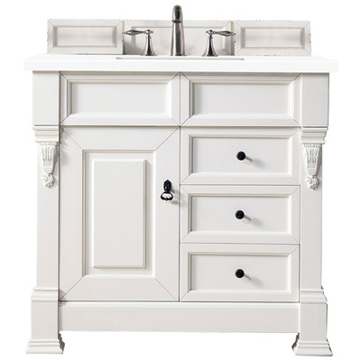 Bathroom Vanities James Martin Brookfield Yellow Poplar Plywood Panels Bright White Bright White 147-V36-BW-3WZ 840108952562 Vanity Single Sink Vanities 30-40 Transitional White With Top and Sink 