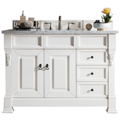 Bathroom Vanities James Martin Brookfield Yellow Poplar Plywood Panels Bright White Bright White 147-V48-BW-3CAR 840108916649 Vanity Single Sink Vanities 40-50 Transitional White With Top and Sink 