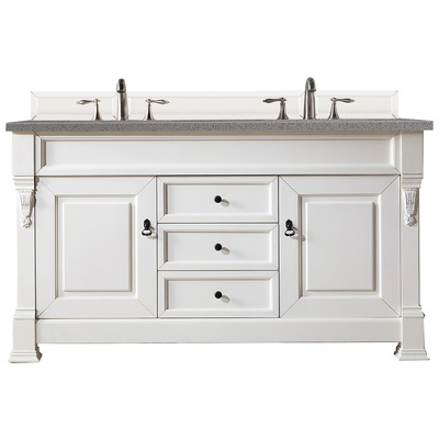 Bathroom Vanities James Martin Brookfield Yellow Poplar Plywood Panels Bright White Bright White 147-V60D-BW-3GEX 840108916892 Vanity Double Sink Vanities 50-70 Transitional White With Top and Sink 