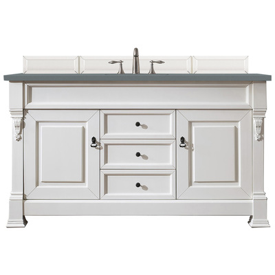 Bathroom Vanities James Martin Brookfield Yellow Poplar Plywood Panels Bright White Bright White 147-V60S-BW-3CBL 840108938740 Vanity Single Sink Vanities 50-70 Transitional White With Top and Sink 