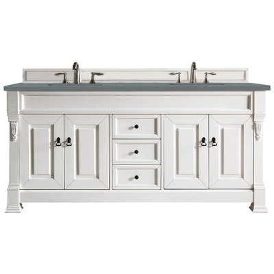Bathroom Vanities James Martin Brookfield Yellow Poplar Plywood Panels Bright White Bright White 147-V72-BW-3CBL 840108938764 Vanity Double Sink Vanities 70-90 Transitional White With Top and Sink 