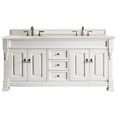 Bathroom Vanities James Martin Brookfield Yellow Poplar Plywood Panels Bright White Bright White 147-V72-BW-3EJP 840108916953 Vanity Double Sink Vanities 70-90 Transitional White With Top and Sink 