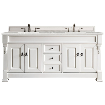 Bathroom Vanities James Martin Brookfield Yellow Poplar Plywood Panels Bright White Bright White 147-V72-BW-3ESR 840108921162 Vanity Double Sink Vanities 70-90 Transitional White With Top and Sink 