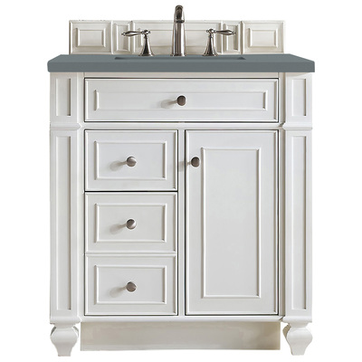 James Martin Bathroom Vanities, Single Sink Vanities, Under 30, Transitional, White, With Top and Sink, Bright White, Transitional, Cala Blue Quartz, Parawood, Plywood Panels, Black Walnut Veneers, Vanity, 840108938863, 157-V30-BW-3CBL