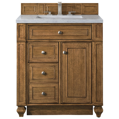 James Martin Bathroom Vanities, Single Sink Vanities, Under 30, Transitional, Light Brown, With Top and Sink, Saddle Brown, Transitional, Arctic Fall Solid Surface, Parawood, Plywood Panels, Black Walnut Veneers, Vanity, 840108924309, 157-V30-SBR-3