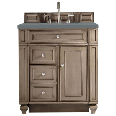 Bathroom Vanities James Martin Bristol Parawood Plywood Panels Blac Whitewashed Walnut Whitewashed Walnut 157-V30-WW-3CBL 840108938924 Vanity Single Sink Vanities Under 30 Transitional Light Brown With Top and Sink 