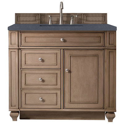 James Martin Bathroom Vanities, Single Sink Vanities, 30-40, Transitional, Light Brown, With Top and Sink, Whitewashed Walnut, Transitional, Charcoal Soapstone Quartz, Parawood, Plywood Panels, Black Walnut Veneers, Vanity, 846871077273, 157-V36-WW
