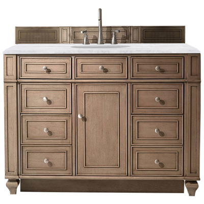 James Martin Bathroom Vanities, Single Sink Vanities, 40-50, Transitional, Light Brown, With Top and Sink, Whitewashed Walnut, Transitional, Arctic Fall Solid Surface, Parawood, Plywood Panels, Black Walnut Veneers, Vanity, 846871050795, 157-V48-WW-3