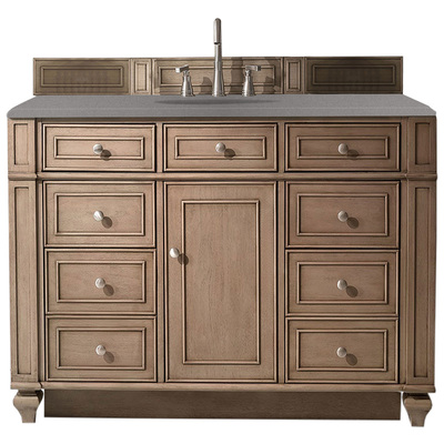 James Martin Bathroom Vanities, Single Sink Vanities, 40-50, Transitional, Light Brown, With Top and Sink, Whitewashed Walnut, Transitional, Grey Expo Quartz, Parawood, Plywood Panels, Black Walnut Veneers, Vanity, 846871077549, 157-V48-WW-3GEX