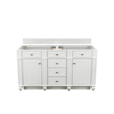 James Martin Bathroom Vanities, Double Sink Vanities, 50-70, Transitional, White, Optional Top, Bright White, Transitional, Parawood, Plywood Panels, Black Walnut Veneers, Cabinet, 840108918544, 157-V60D-BW