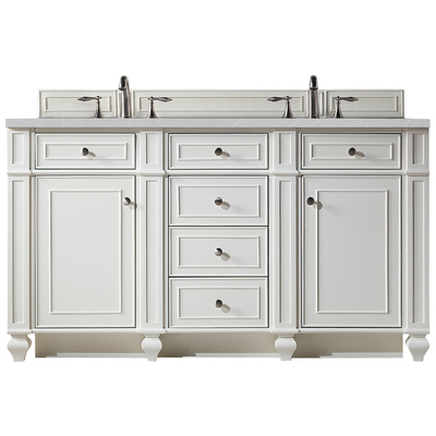James Martin Bathroom Vanities, Double Sink Vanities, 50-70, Transitional, White, With Top and Sink, Bright White, Transitional, Eternal Serena Quartz, Parawood, Plywood Panels, Black Walnut Veneers, Vanity, 840108920226, 157-V60D-BW-3ESR