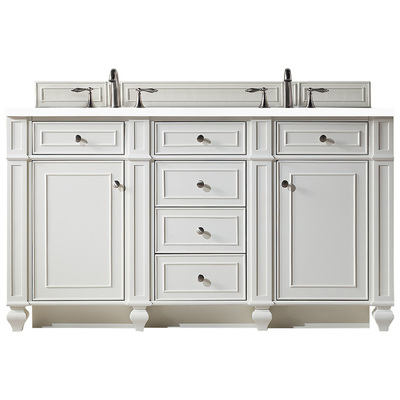 Bathroom Vanities James Martin Bristol Parawood Plywood Panels Blac Bright White Bright White 157-V60D-BW-3WZ 840108952777 Vanity Double Sink Vanities 50-70 Transitional White With Top and Sink 