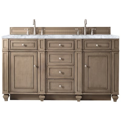 Bathroom Vanities James Martin Bristol Parawood Plywood Panels Blac Whitewashed Walnut Whitewashed Walnut 157-V60D-WW-3CAR 846871054960 Vanity Double Sink Vanities 50-70 Transitional Light Brown With Top and Sink 