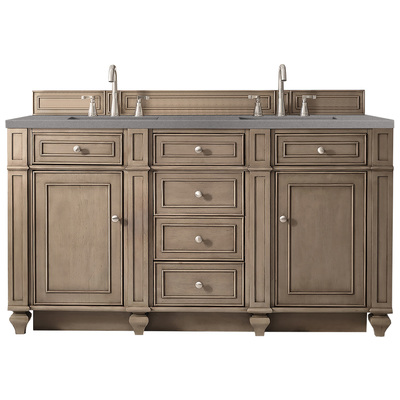 James Martin Bathroom Vanities, Double Sink Vanities, 50-70, Transitional, Light Brown, With Top and Sink, Whitewashed Walnut, Transitional, Grey Expo Quartz, Parawood, Plywood Panels, Black Walnut Veneers, Vanity, 846871077785, 157-V60D-WW-3GEX