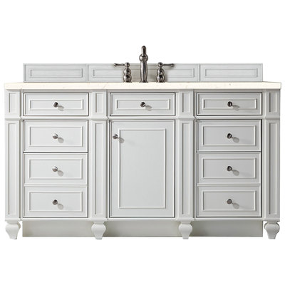 Bathroom Vanities James Martin Bristol Parawood Plywood Panels Blac Bright White Bright White 157-V60S-BW-3EMR 840108920073 Vanity Single Sink Vanities 50-70 Transitional White With Top and Sink 
