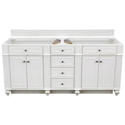 Bathroom Vanities James Martin Bristol Parawood Plywood Panels Blac Bright White Bright White 157-V72-BW 840108918681 Cabinet Double Sink Vanities 70-90 Transitional White Optional Top 
