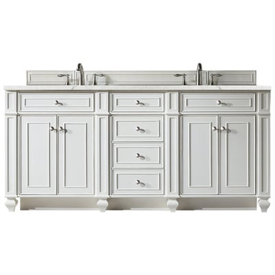 Bathroom Vanities James Martin Bristol Parawood Plywood Panels Blac Bright White Bright White 157-V72-BW-3EJP 840108918735 Vanity Double Sink Vanities 70-90 Transitional White With Top and Sink 