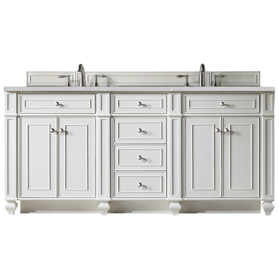 Bathroom Vanities James Martin Bristol Parawood Plywood Panels Blac Bright White Bright White 157-V72-BW-3ESR 840108920288 Vanity Double Sink Vanities 70-90 Transitional White With Top and Sink 