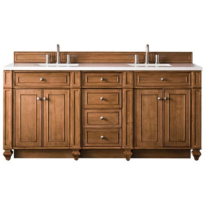 Bathroom Vanities James Martin Bristol Parawood Plywood Panels Blac Saddle Brown Saddle Brown 157-V72-SBR-3WZ 840108952869 Vanity Double Sink Vanities 70-90 Transitional Light Brown With Top and Sink 