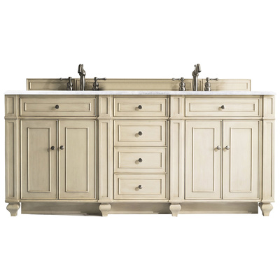 James Martin Bathroom Vanities, Double Sink Vanities, 70-90, Transitional, White, With Top and Sink, Vintage Vanilla, Transitional, Arctic Fall Solid Surface, Parawood, Plywood Panels, Black Walnut Veneers, Vanity, 846871051143, 157-V72-VV-3AF