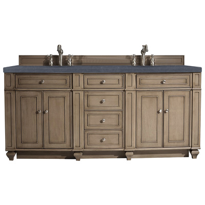 Bathroom Vanities James Martin Bristol Parawood Plywood Panels Blac Whitewashed Walnut Whitewashed Walnut 157-V72-WW-3CSP 846871078232 Vanity Double Sink Vanities 70-90 Transitional Light Brown With Top and Sink 