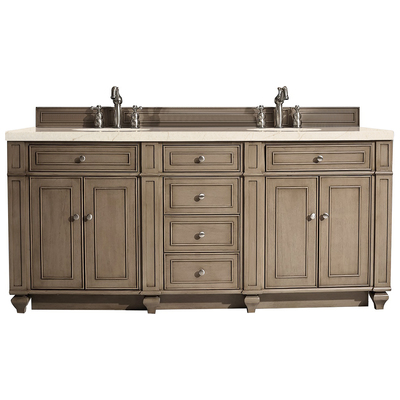 Bathroom Vanities James Martin Bristol Parawood Plywood Panels Blac Whitewashed Walnut Whitewashed Walnut 157-V72-WW-3EMR 840108920127 Vanity Double Sink Vanities 70-90 Transitional Light Brown With Top and Sink 
