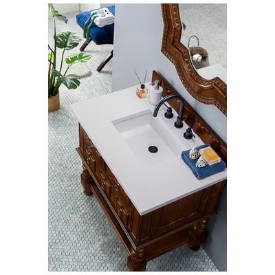 Bathroom Vanities James Martin Castilian Maple Yellow Poplar Plywood Aged Cognac Aged Cognac 160-V36-ACG-3WZ 840108952890 Vanity Single Sink Vanities 30-40 Antique Dark Brown With Top and Sink 