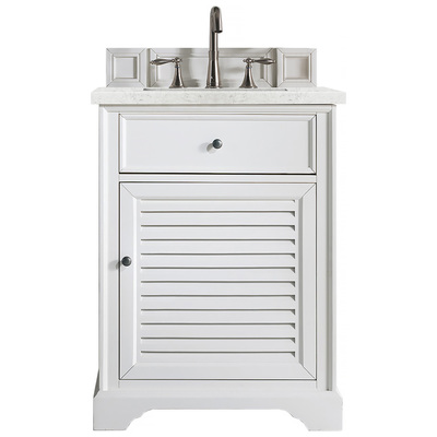 James Martin Bathroom Vanities, Single Sink Vanities, Under 30, Traditional, White, With Top and Sink, Bright White, Transitional, Eternal Jasmine Pearl, Yellow Poplar, Plywood Panels, Vanity, 840108917097, 238-104-V26-BW-3EJP