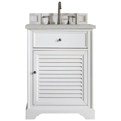 James Martin Bathroom Vanities, Single Sink Vanities, Under 30, Traditional, White, With Top and Sink, Bright White, Transitional, Eternal Serena, Yellow Poplar, Plywood Panels, Vanity, 840108927089, 238-104-V26-BW-3ESR