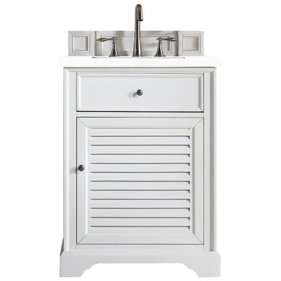 Bathroom Vanities James Martin Savannah Yellow Poplar Plywood Panels Bright White Bright White 238-104-V26-BW-3WZ 840108952968 Vanity Single Sink Vanities Under 30 Traditional White With Top and Sink 