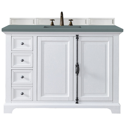 James Martin Bathroom Vanities, Single Sink Vanities, 40-50, Transitional, White, With Top and Sink, Bright White, Transitional, Cala Blue, Yellow Poplar, Plywood Panels, Vanity, 840108939785, 238-105-V48-BW-3CBL