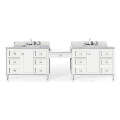 James Martin Bathroom Vanities, Double Sink Vanities, Over 90, Traditional, White, With Top and Sink, Bright White, Traditional, Carrara Marble, Yellow Poplar, Plywood Panels, Vanity, 846871097479, 301-V122-BW-DU-3CAR