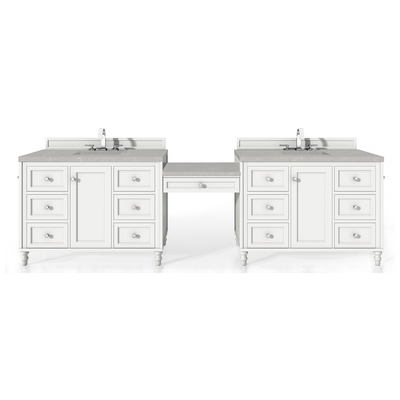Bathroom Vanities James Martin Copper Cove Encore Yellow Poplar Plywood Panels Bright White Bright White 301-V122-BW-DU-3ESR 840108923999 Vanity Double Sink Vanities Over 90 Traditional White With Top and Sink 