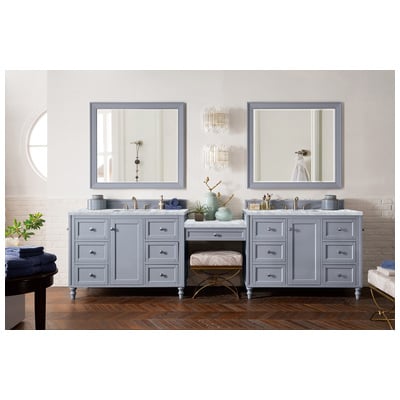 James Martin Bathroom Vanities, Double Sink Vanities, Over 90, Traditional, Gray, With Top and Sink, Silver Gray, Traditional, Carrara Marble, Yellow Poplar, Plywood Panels, Vanity, 846871065577, 301-V122-SL-DU-3CAR