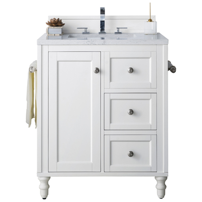 Bathroom Vanities James Martin Copper Cove Encore Yellow Poplar Plywood Panels Bright White Bright White 301-V30-BW-3EJP 846871089627 Vanity Single Sink Vanities Under 30 Traditional White With Top and Sink 