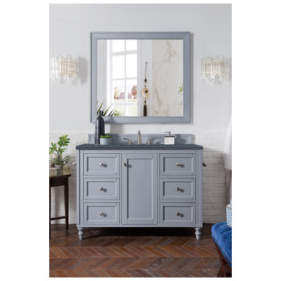 James Martin Bathroom Vanities, Single Sink Vanities, 40-50, Traditional, Gray, With Top and Sink, Silver Gray, Traditional, Charcoal Soapstone Quartz, Yellow Poplar, Plywood Panels, Vanity, 846871081034, 301-V48-SL-3CSP