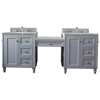 Bathroom Vanities James Martin Copper Cove Encore Yellow Poplar Plywood Panels Silver Gray Silver Gray 301-V86-SL-DU-3ESR 840108927751 Vanity Double Sink Vanities 70-90 Traditional Gray With Top and Sink 