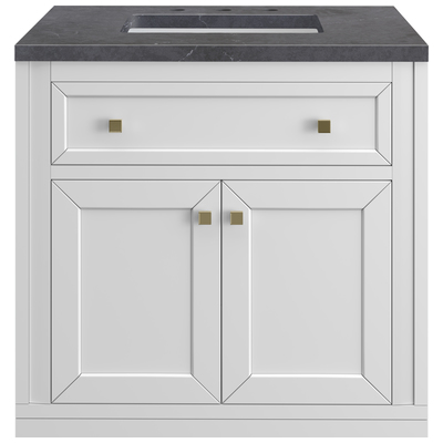Bathroom Vanities James Martin Chicago Yellow Poplar Solids Plywood Glossy White Glossy White 305-V30-GW-3CSP 840108947513 Vanity Single Sink Vanities Under 30 Modern White Wall Mount Vanities With Top and Sink 