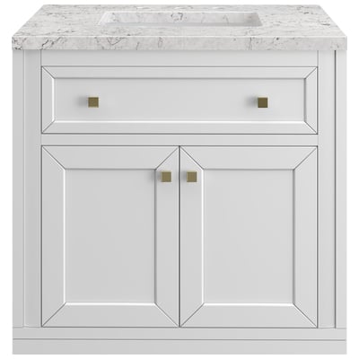 Bathroom Vanities James Martin Chicago Yellow Poplar Solids Plywood Glossy White Glossy White 305-V30-GW-3EJP 840108947520 Vanity Single Sink Vanities Under 30 Modern White Wall Mount Vanities With Top and Sink 